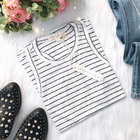 Linen + Rayon Striped Beach Racerback Tank - Picture 7 of 7